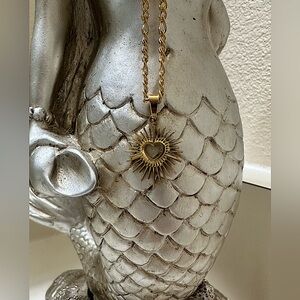 Stainless Steel Heart with rays pendant necklace